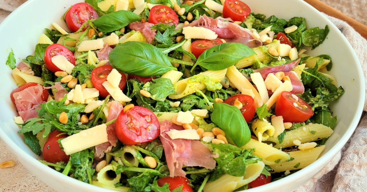 Pastasalade met pesto (low FODMAP, glutenvrij, lactosevrij) Blije