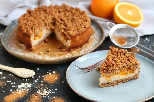 Speculaas kruimel cheesecake met mandarijn en sinaasappel (low FODMAP, glutenvrij, lactosevrij)