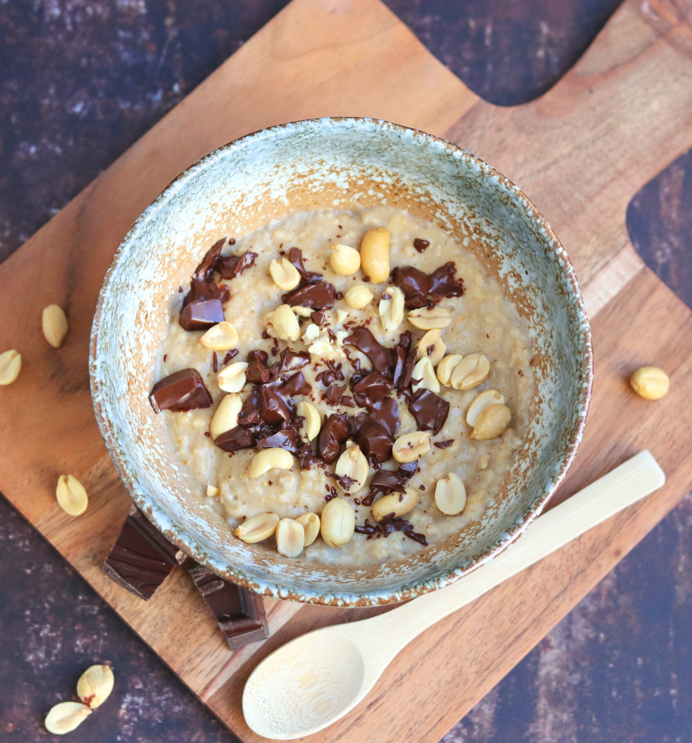 Snickers havermoutpap (low FODMAP, glutenvrij, lactosevrij)